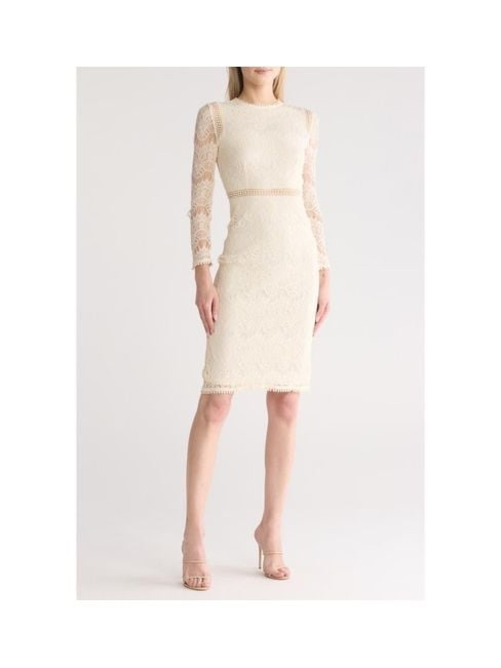 Love By Design Cream Lace Midi Dress with Sheer Long Sleeves XL NWT E-4